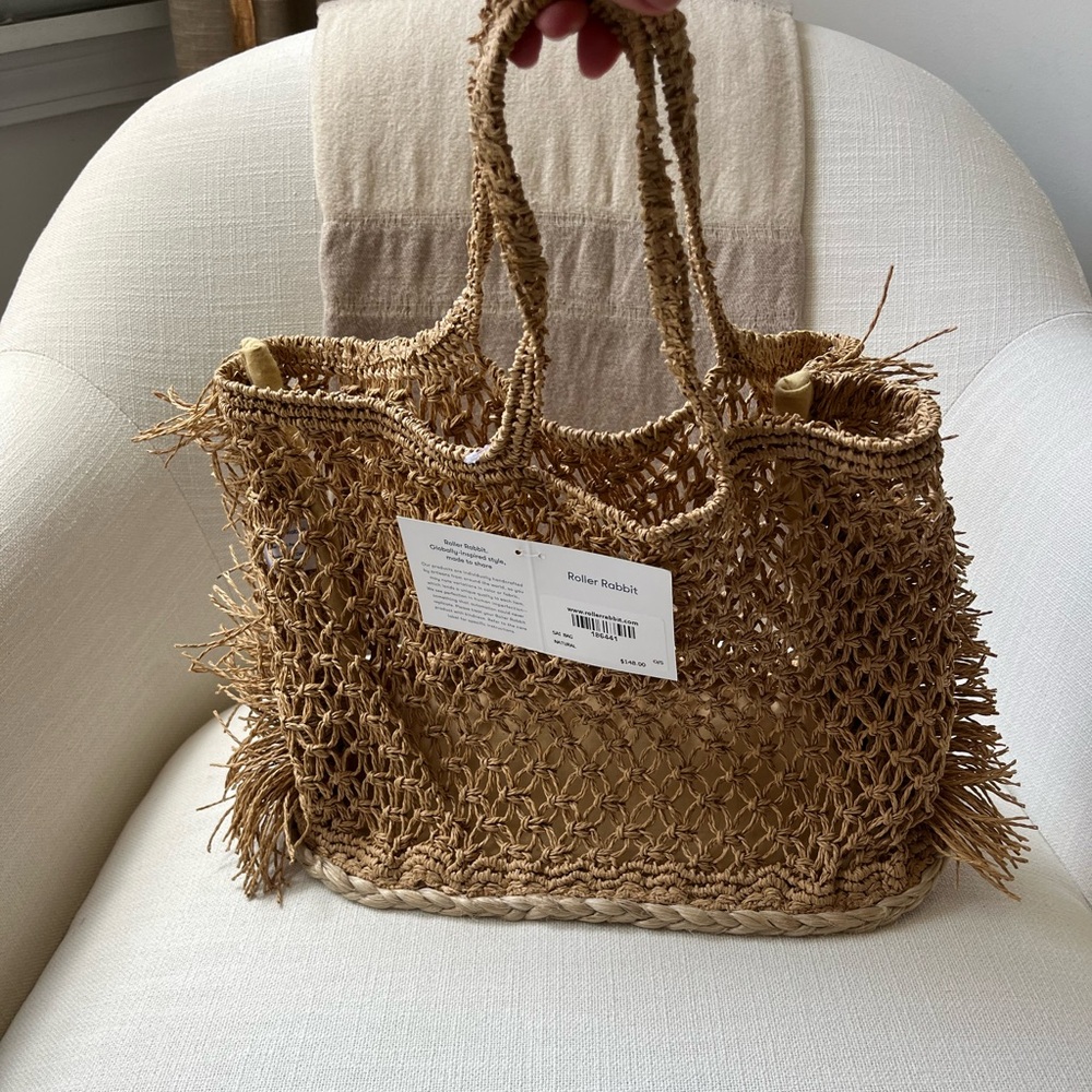 NEW with tags Roberta Roller Rabbit Raffia Bag